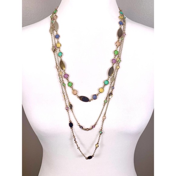 Talbots Jewelry - Talbots Gold Rafaelian Multistrand Multicolor Statement Necklace EUC